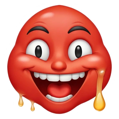 Create a hyper-exaggerated, tear-streaming, snot-bubbling laughing emoji with a wide, crooked grin and bright red face—so absurd it makes you cry-laugh just looking at it, like the Turkish 'mala bak' meme. sticker
