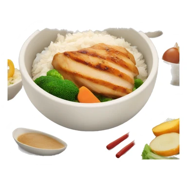 chicken breast and veggies with rice bowl sticker
