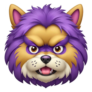 Purple and gold dog with angry face sticker