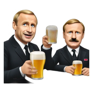 Le président macron, Vladimir poutine et Hitler boive une bière sticker