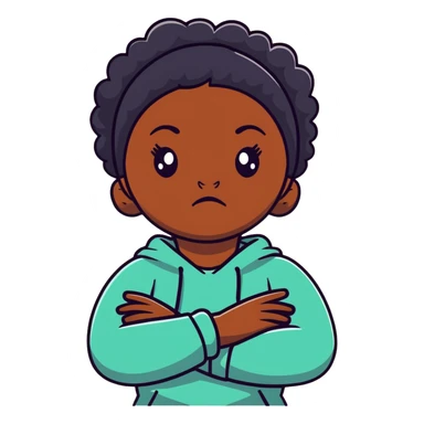 Upset Black girl with dark skin crossing arms with angry expression sticker