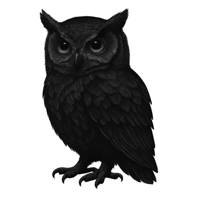 digital illustration of a black owl, no background sticker