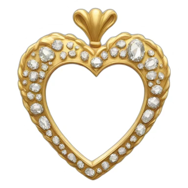 fancy gold and diamond heart mirror sticker