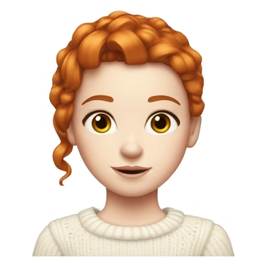 Red-haired girl with bow in hair with pale skin white sweater sticker