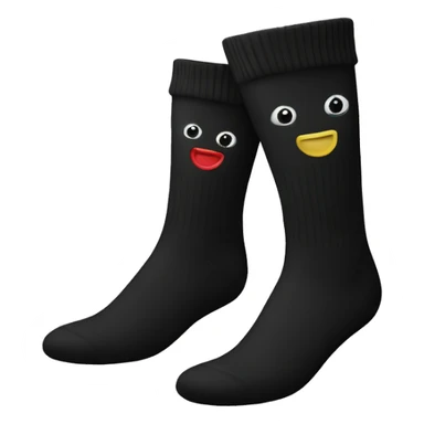 a pair of black socks adorned  sticker