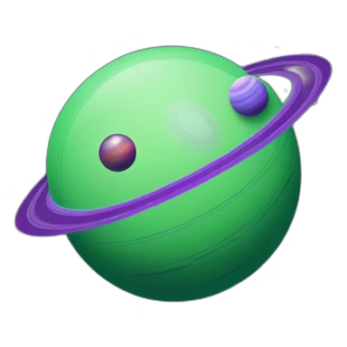 green planet with purple saturn rings and moon sticker