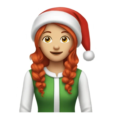 red headed girl with santa hat sticker