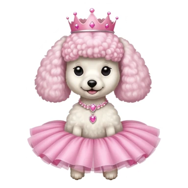 White poodle with pink tiara and tutu  sticker