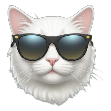 White cat with sunglass sticker