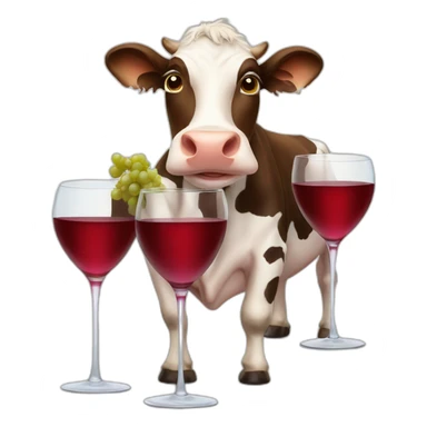 Three smiley cows with three glasses of wine sticker