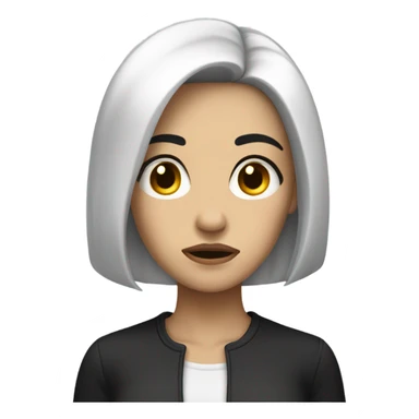 Pale woman black hair is frowning and heart broken sticker