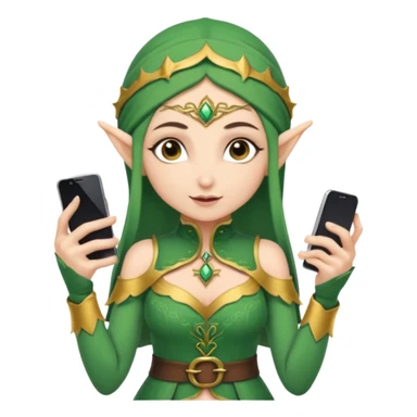 elf with persion crawl custome dress and smartphone sticker