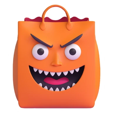 terrifying bag with monstrous face and creepy expression sticker