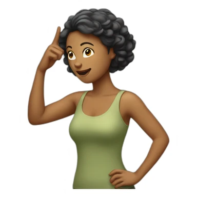 woman pointing to its own head sticker