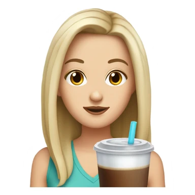White Girl drinks iced coffee sticker