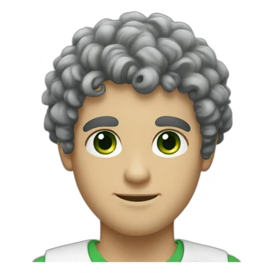 curly black hair white guy with green eyes sticker