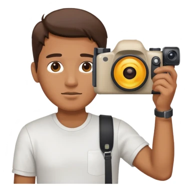 man facing away holding a camera sticker