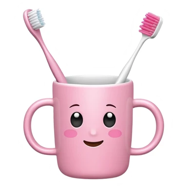 cup holding pink toothbrush sticker