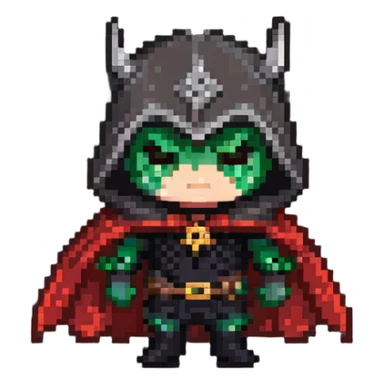 chibi villain character with evil cape sticker