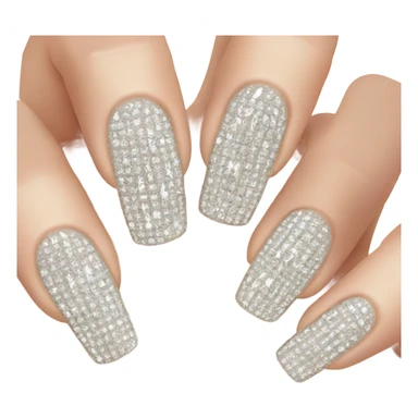 Hand with long acrylic nails with diamonds sticker