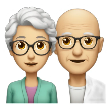 bald old man with glasses and old woman with brown hair sticker