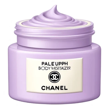 Pale purple body moisturizer cream pot with Chanel  sticker