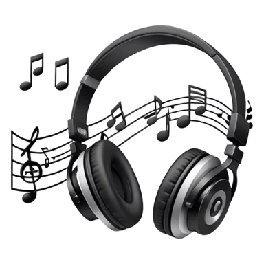 Icon for R&B Music Listening: a pair of high-quality headphones with a music player or speaker beside it, surrounded by musical notes and a subtle background of R&B-related elements like smooth grooves or a microphone. Transparent background. sticker