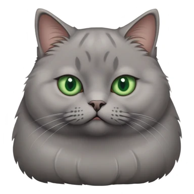 fat short haired grey cat with big green eyes sticker