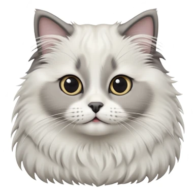 cinematic-adorable-big-eyed-fluffy-white and grey-ragdoll-cat-portrait-emoji,-head-tilted-playfully-with-a-sweet-expression,-fluffy-grey seal colour with white-fur,-simplified-yet-irresistibly-cute-features-with-large,-expression, sticker
