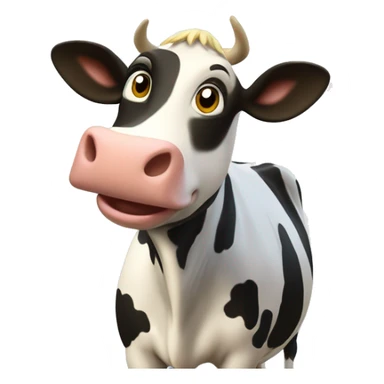 Female Butter cow, with chiggers, holstein,  pixar style, 4k, smiling, with Des Moines Banner sticker