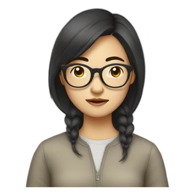 Asian girl with glasses hates cheese sticker