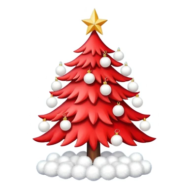 red Christmas tree with white star and white Christmas balls sticker