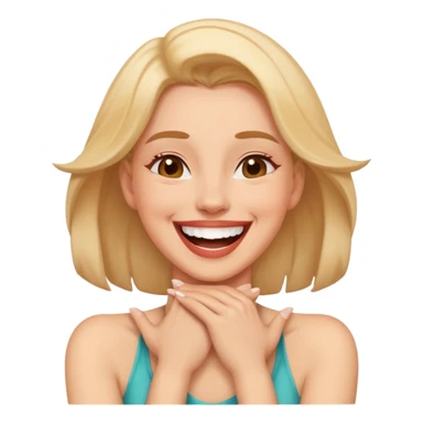 a women laughing with hands around neck  sticker