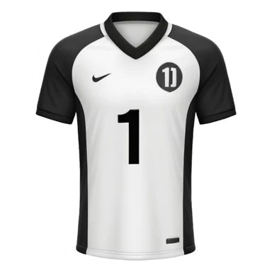 White and black soccer jersey with number 1 sticker