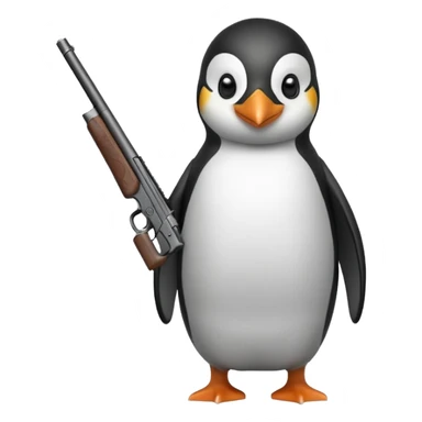 a penguin with a shotgun sticker