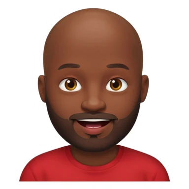 "Cartoon-style bald man with dark skin, beard, red shirt & puckered lips in a playful, meme-like expression." sticker