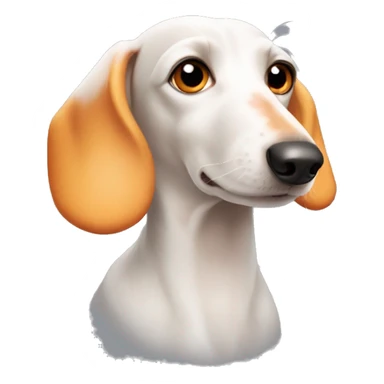 White dachshund with orange fur around her eyes and ears sticker