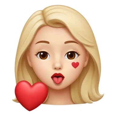 A cute circular blowing a smooch kiss with heart and little bite on the lower lip sticker