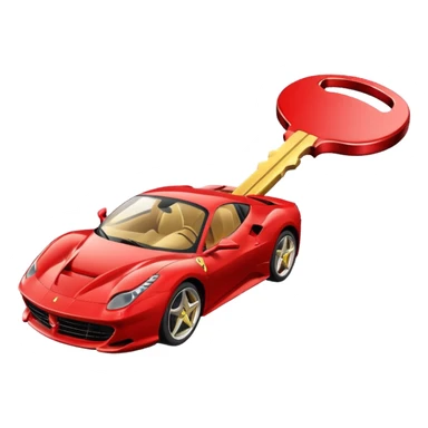 red Ferrari key with a gold background sticker