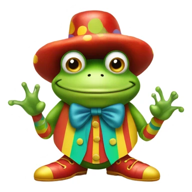green frog dressed as a clown sticker