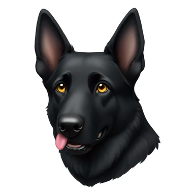 Black German shepherd with heterochromia  tilting head  sticker