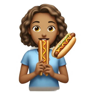 Girl eating a hotdog sticker