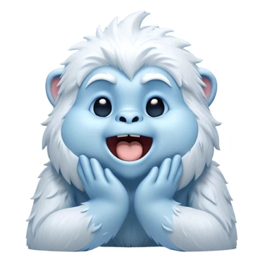 Cinematic Cute Yawning Yeti Portrait Emoji, with a charming, fluffy, snow-dusted figure in gentle whites and cool blues, head tilting back in a wide, endearing yawn with softly closed, peaceful eyes and a content little smile, simplified yet irresistibly adorable, highly detailed with a soft, frosty glow and outline capturing the serene slumber of a yeti! sticker