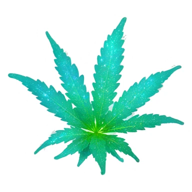 Sparkling holographic cyan Hemp 420 plant growing  sticker