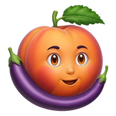 Peach sit on eggplant sticker