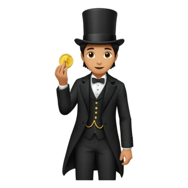 Magician with top hat,Street Performers,background street setup, with coins box, foot path view. sticker
