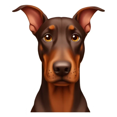 Red and brown Doberman without cropped ears face facing front happy expression  sticker