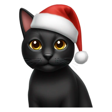 Black cat wearing a Santa hat sticker