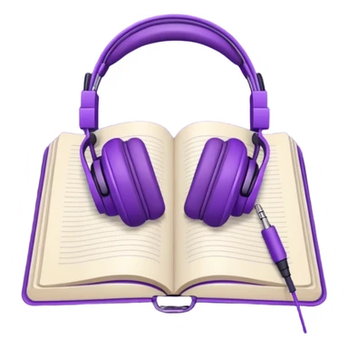 purple open journal with purple headphones on top sticker