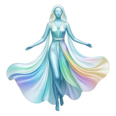 Ethereal flowing lines forming a clothing silhouette shape, abstract fluid style essence symbol, wardrobe identity flowing into form sticker
